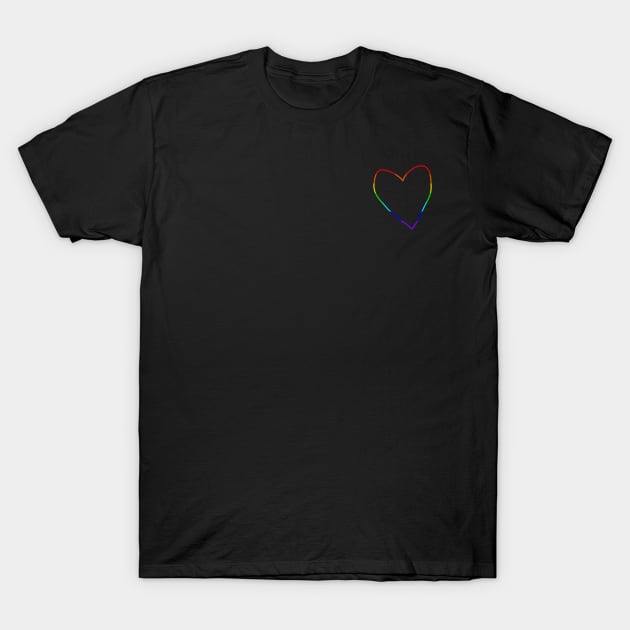 Small Rainbow Heart Outline T-Shirt by ellenhenryart